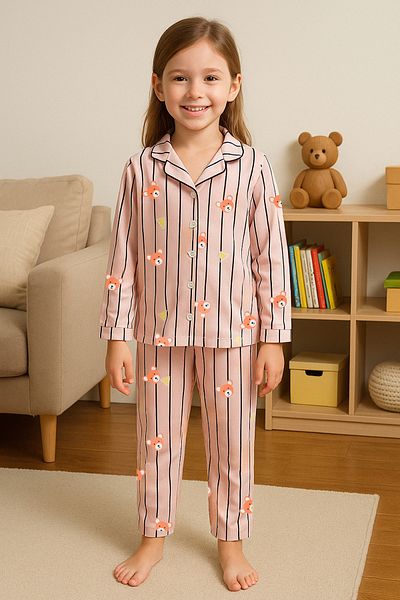 TRENDYOLKIDS Lány állatmintás pizsama szett - kötött alsó-felső szett TKDAW25AU00126