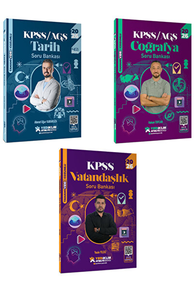 Yediiklim Yayınları 2026 KPSS Atölye Serisi Genel Kültür Tamamı Video Çözümlü Soru Bankası Seti 3 Kitap