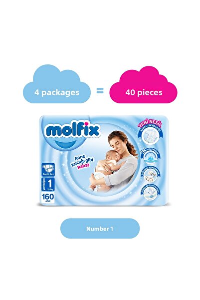 Molfix Baby Diapers Size 1 Newborn Ultra Economical Package 160 Pieces