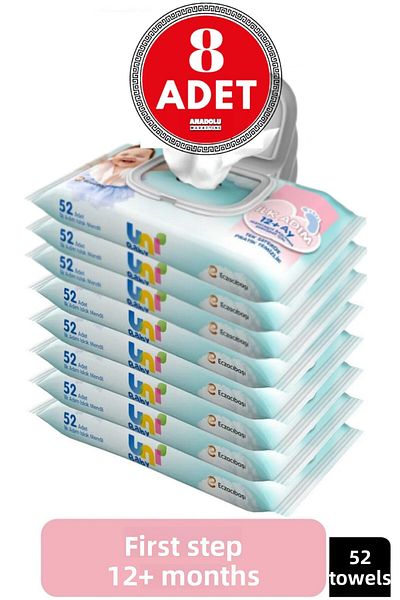 Uni Baby 52 Pack First Step Wet Towels - 8 Pieces
