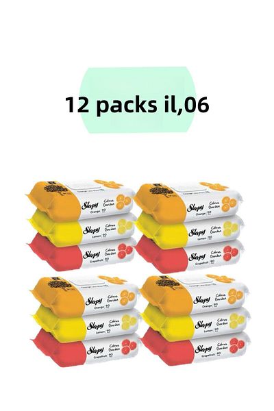 Sleepy Citrus Garden Citrus Scented Wet Wipes (ORANGE, LEMON, GRAPEYFRUIT) 3x4=12 Pieces