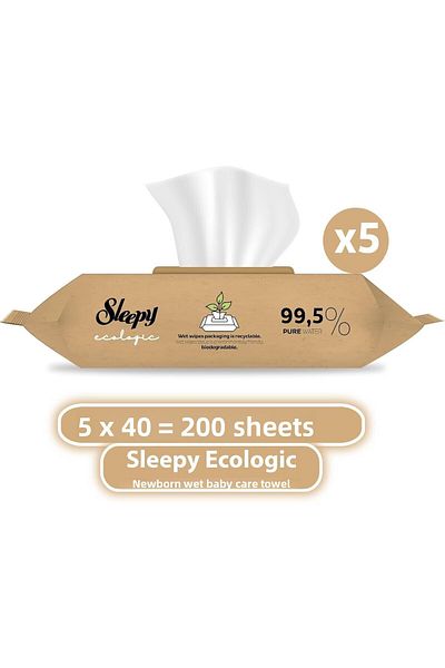 Sleepy Ecologic Newborn Wet Baby Care Towel 5X40