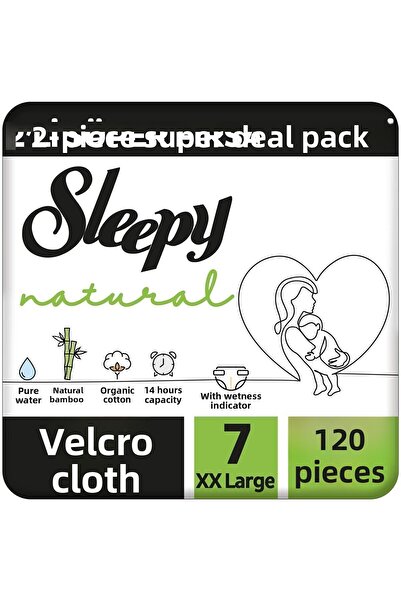 Sleepy مجموعة سوبر ديل مكونة من قطعتين - حفاضات أطفال طبيعية، مقاس 7 XXL، 120...