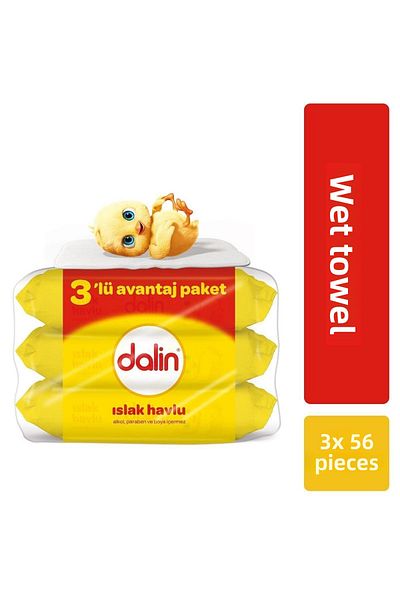 Dalin Classic Wet Towel Wipes - 3X56 Sheets, 12 Pieces