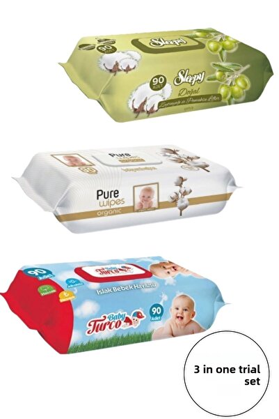 Pure مناديل مبللة للأطفال، الأكثر مبيعًا 3 عبوات، (90 × 3 عبوات) سليبي، بيبي ...