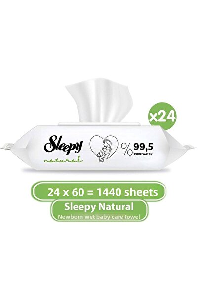 Sleepy منشفة طبيعية مبللة للعناية بالأطفال حديثي الولادة 24x60 (1440 ورقة)