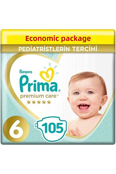 Prima باقة العرض الشهري Premium Care مقاس 6 للصغار 105 قطعة حفاضات أطفال