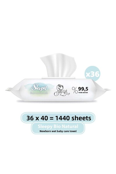 Sleepy بيو ناتشورال 40 ورقة 36 عبوة مناديل مبللة