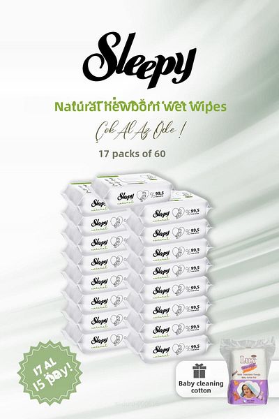 Sleepy Newborn Wet Baby Towels - Buy 17 Pay 15 60 Pieces Cotton