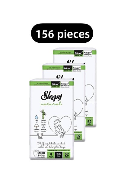 Sleepy Jumbo Natural Mega Pack - 2 Pack Baby Diapers, Size 4 Maxi, 156 Pieces