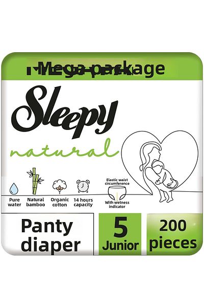 Sleepy Size 5 100x2 200 Pieces Natural Diaper Panties - Mega Pack