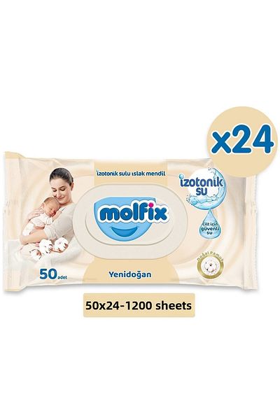 Molfix Isotonic Wet Wipes Newborn 50 Lix24 Pieces (1200 LEAVES)