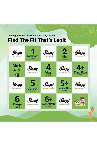 Sleepy Natural Size 2 | 42 Count | 2-5Kg Diapers | Organic Cotton | Bamboo | 100% Dryness