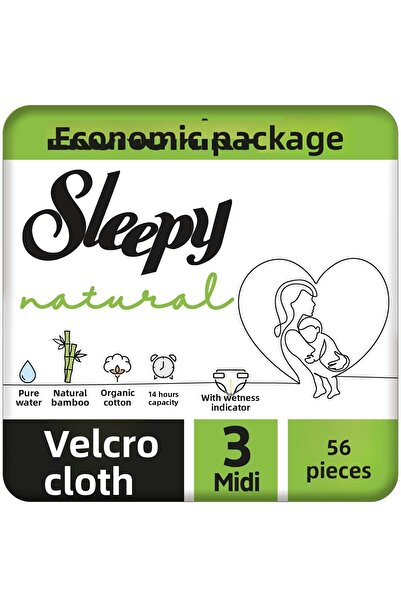 Sleepy حفاضات أطفال جامبو ناتشورال 2 لتر مقاس ميدي 3 56 قطعة 4-9 كجم