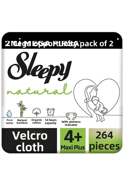 Sleepy مجموعة حفاضات أطفال ميجا أوبرتونيتي من ناتشورال مكونة من قطعتين مقاس 4...