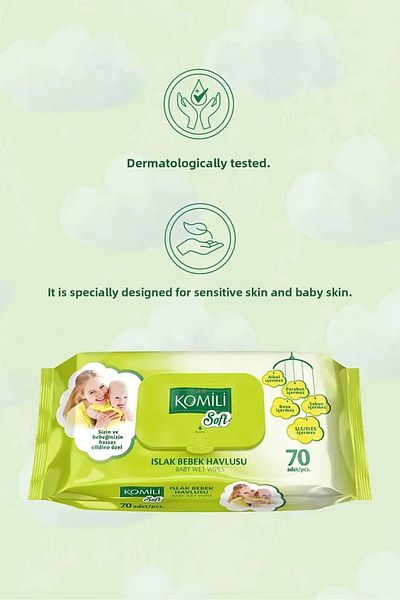 Komili Soft 70Sheets Wet Baby Towel Single