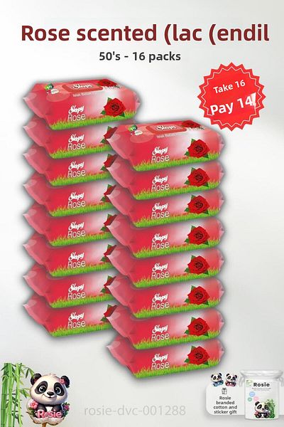 Sleepy ROSIE - BUY 16 PAY 14 Rose Scented Wet Baby Towels 50 Pcs