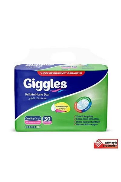 giggles Size M Patient Diapers - 30 Pieces