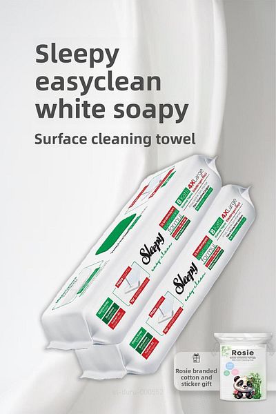 Sleepy 4 XL Mopa Compatible White Soap Towels 2 Pack and Rosie Cotton