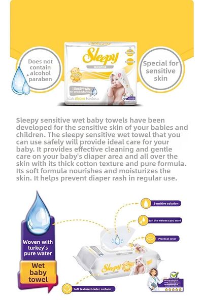 Sleepy Sensitive Wet Towels 50 x 15 Pieces