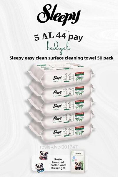 Sleepy منشفة تنظيف الأسطح القطنية سهلة التنظيف - 50 قطعة، اشتري 5 واحصل على 4