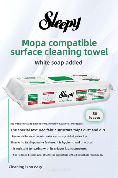 Sleepy Surface Cleaning Wipes 8 Layers 4 X Large 400 Sheets and Cotton