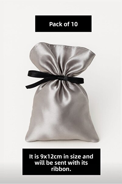 ALASEREN حقيبة قماش ساتان مقاس 9×12 سم، عبوة من 10 قطع، زفاف، خطوبة، مجوهرات،...