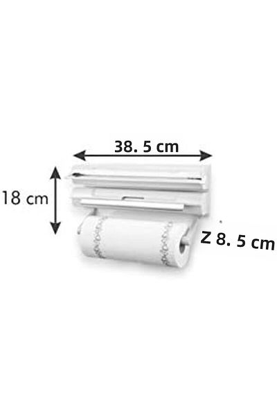 STOREMAX Jvnnastore Onwall 899720 3 in 1 Kitchen Roll Holder, Plastic, White, 1 Piece