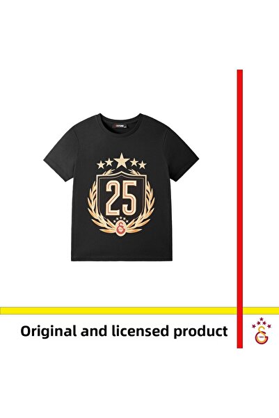 Galatasaray تي شيرت أسود خاص ببطولة 2025 مرخص للأطفال