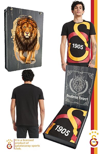 Galatasaray Γνήσιο μπλουζάκι με μεγάλο λογότυπο με άδεια χρήσης Gs Lion με στ...