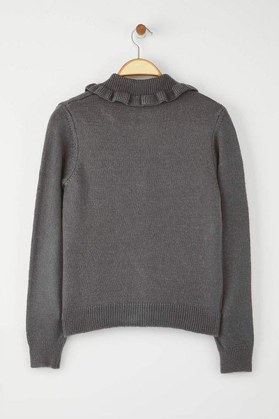 Trendyol Collection Gray Soft Textured Collar Detailed Knitwear Cardigan Twoaw26Hi00106