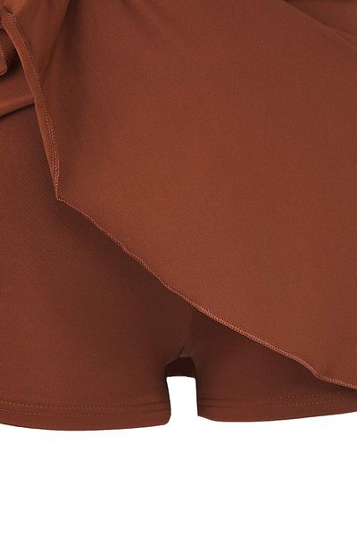 Trendyol Collection Brown One Shoulder Skirt Shorts Swimsuit Tbess25Ma00061