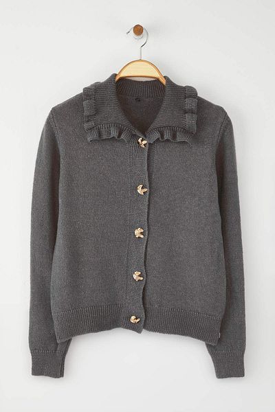 Trendyol Collection Gray Soft Textured Collar Detailed Knitwear Cardigan Twoaw26Hi00106