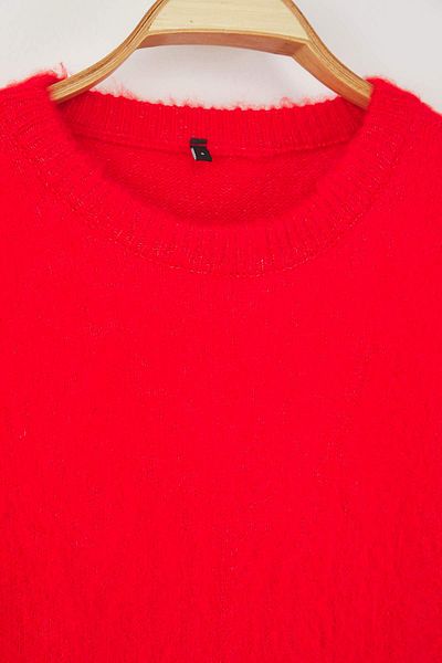 Trendyol Collection Red Soft Textured Wide Fit Basic Knitwear Sweater Twoaw26Kz00088