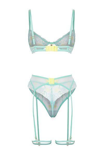 Trendyol Collection Mint Mesh Garter Openwork Cupless Lingerie Set Thmss25Cc00034