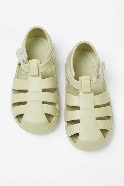 TRENDYOL SHOES Oil Green Flat Sole Round Toe Kids Closed Front Cage Sandals Takss25Sd00069