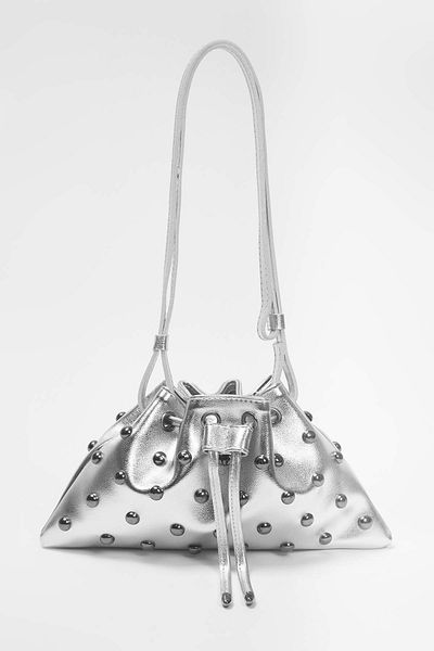 TRENDYOL SHOES Silver Troc Embroidered Women's Mini Pouch Shoulder Bag Takss25Oc00037