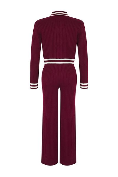 Trendyol Collection Burgundy Zippered Knitwear Bottom-Top Set Twoaw25Au00058