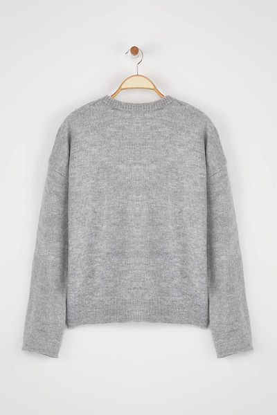 Trendyol Collection Gray Soft Textured Wide Fit Basic Knitwear Sweater Twoaw26Kz00088