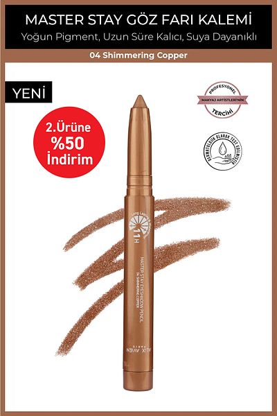 Alix Avien Waterproof 11 Hours Lasting Intensely Pigmented Creamy Eye Pencil Shadow-Master Stay 04 Shimmering Copper