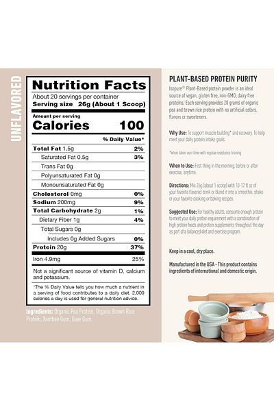 Nature's Best Isopure Plant-based Protein Powder, 521 gm, Unflavored