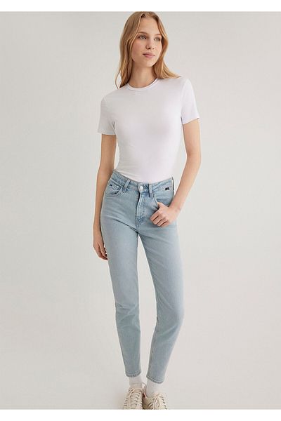 Mavi Lux Touch White Modal T-Shirt - Fitted Cut 1600963 -620
