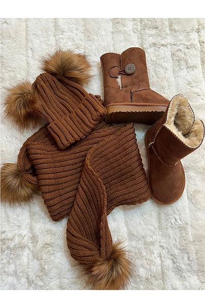 MiaBaby مجموعة وشاح وبيريه وأحذية