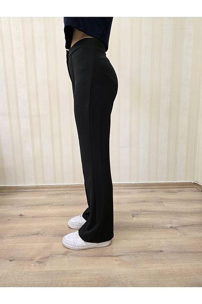 MODASPARK Black High Waist Flared Leg Women's Palazzo Trousers