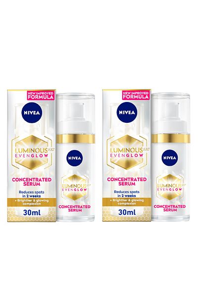 NIVEA Luminous630 Even Glow Concentrated Face Serum, Spot Darkening Protection, 30ml Pack Of 2