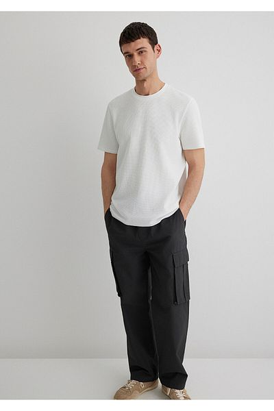 Mavi Λευκό T-Shirt με υφή - κανονική εφαρμογή,0610277-70054