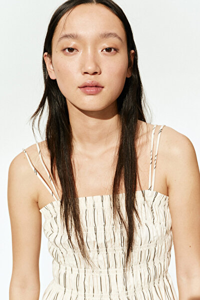 H&M Korsajı Büzgülü ve Pamuklu Elbise