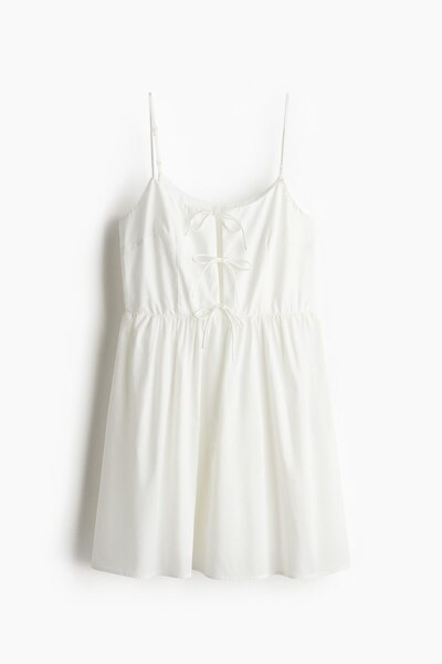 H&M Bağcık Detaylı Poplin Elbise