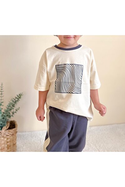 MiaBaby Single Striped and Printed Tracksuit Set