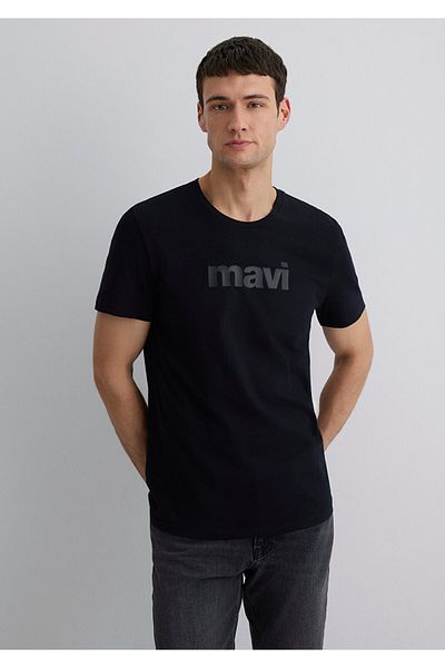 Mavi Tištěné černé tričko Slim Fit / Slim Fit 065199-900